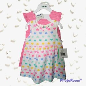 3 pc. Knit Dresses Short Set. Valentine Cutie Hearts by Little Me. 18 mos